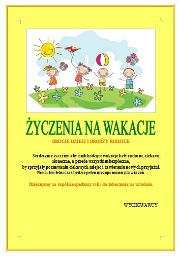 ŻYCZENIA NA WAKACJE